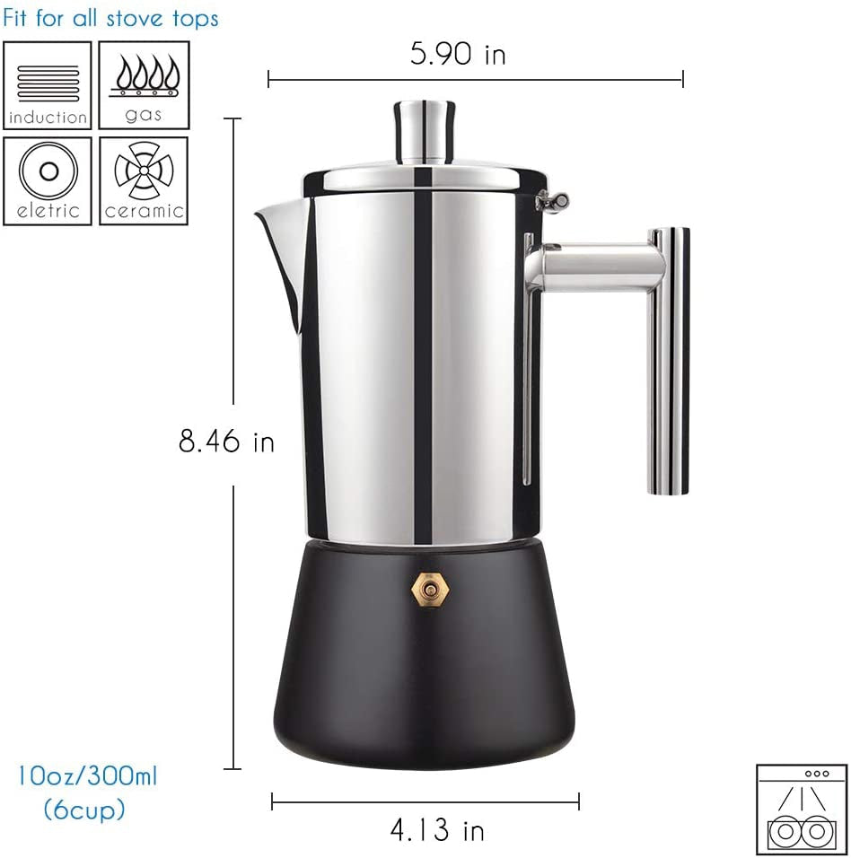 Cafetière en acier inoxydable de qualité. Stainless Steel Espresso Coffee
