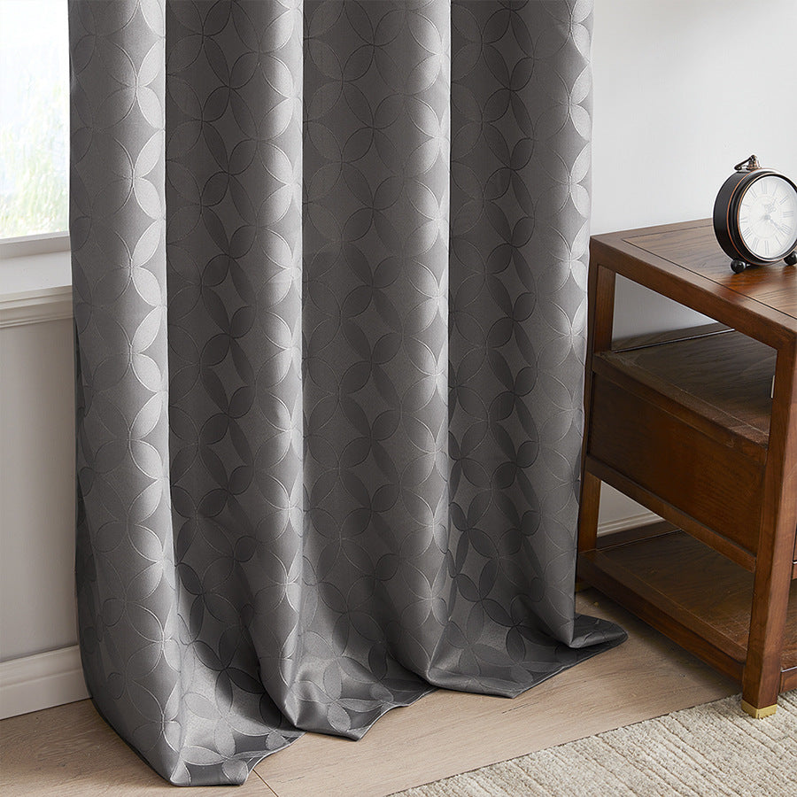 Rideau en jacquard gris foncé.  Dark Gray Bedroom Living Room Jacquard Blackout Window.