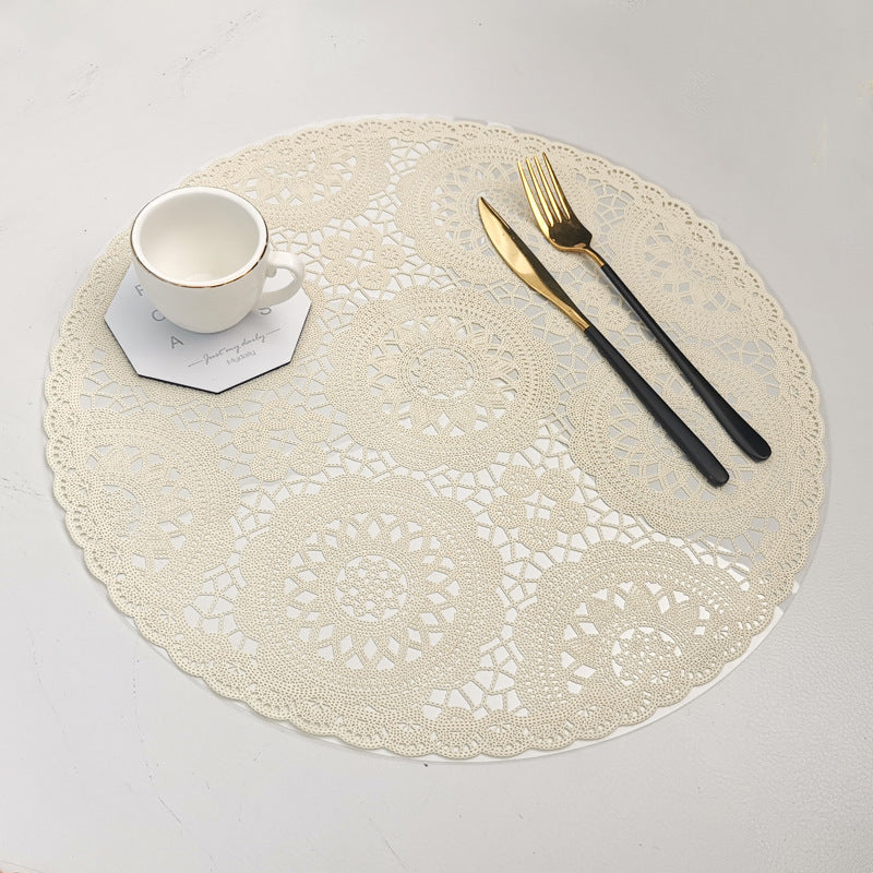 Round Lace Flower PVC Coaster Mat Placemats