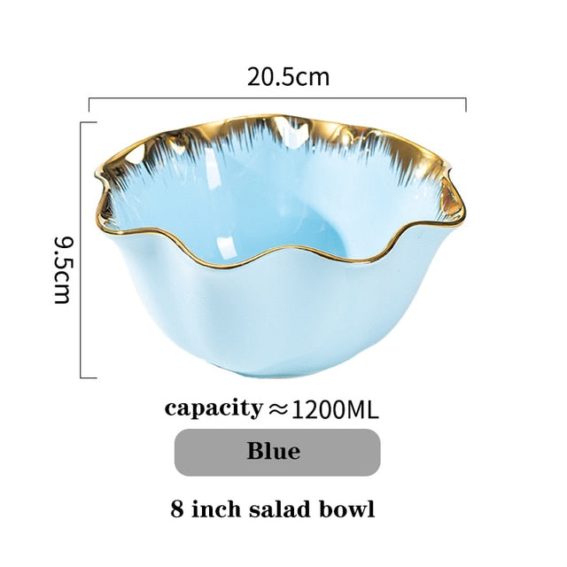 Plat luxueux en céramique. Ceramics Vegetable Fruit Salad Bowls And Plates.