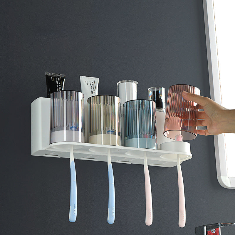 Support pour brosses à dents et dentifrice pour salle de bain. Toothpaste Dispenser Wall-Mounted automatic.