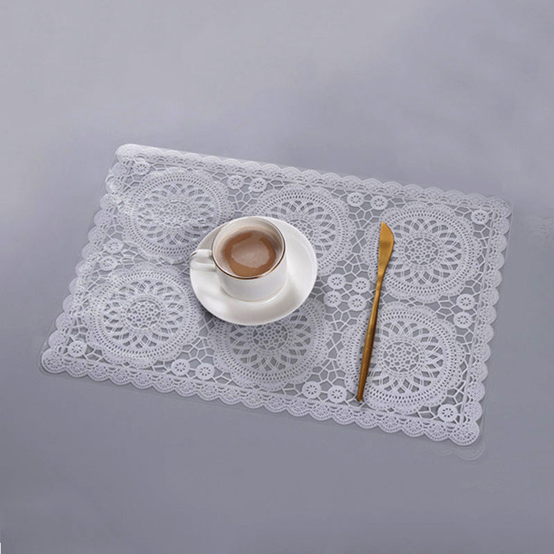 Round Lace Flower PVC Coaster Mat Placemats