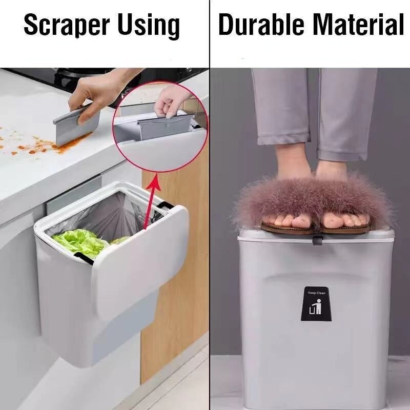 Poubelle miniature pour cuisine. Kitchen Sliding Cover Trash Can Wall-Mounted.