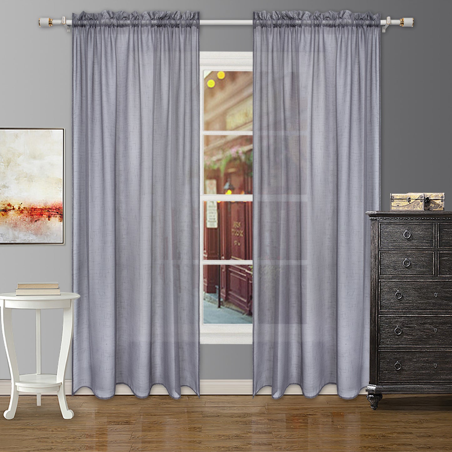 Rideau fin en voile. Gray Gauze Bedroom Living Room Hotel Window Curtain