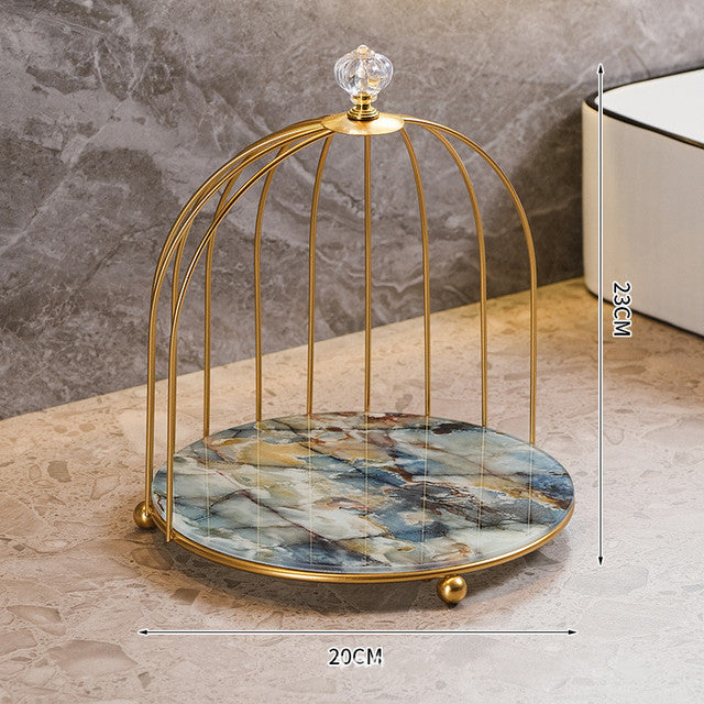 Storage cage for beauty products. Dressing table. Desktop jewelry, lipstick, skincare products. Iron bird cage. 