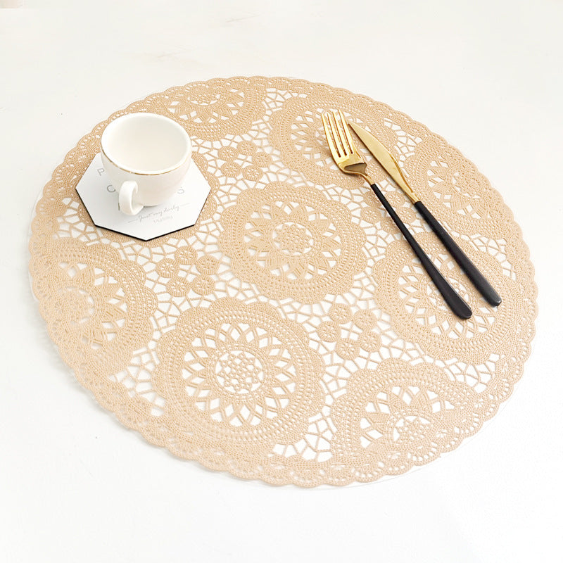 Round Lace Flower PVC Coaster Mat Placemats