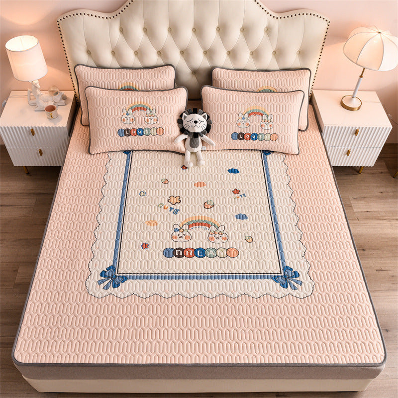 Parure de lit pour enfant 90x190cm. Bed Mattress Cover Silky Latex Pillowcase Set