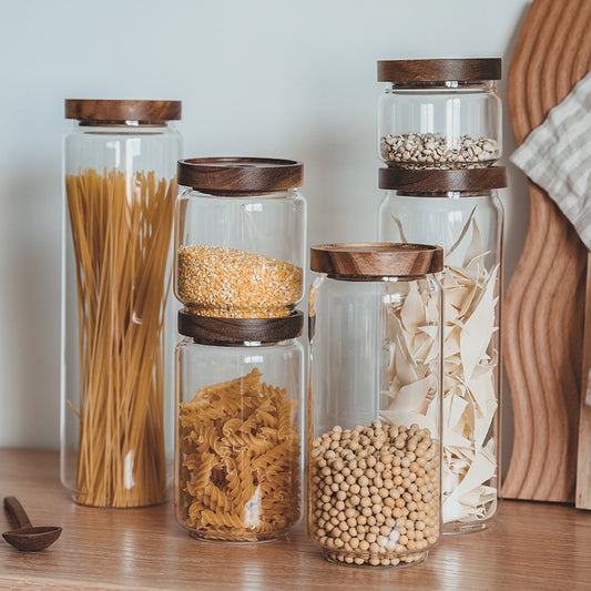 Boite de rangement pour condiments. Jar Kitchen Glass Bottle Storage.