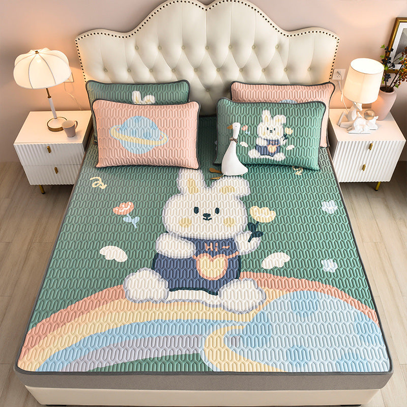 Parure de lit pour enfant 90x190cm. Bed Mattress Cover Silky Latex Pillowcase Set