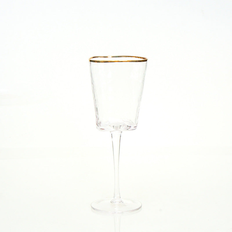 Verre à vin ou champagne en crystal. Creative Hammer Pattern With Gold Edge Pink Gray Crystal Glass.