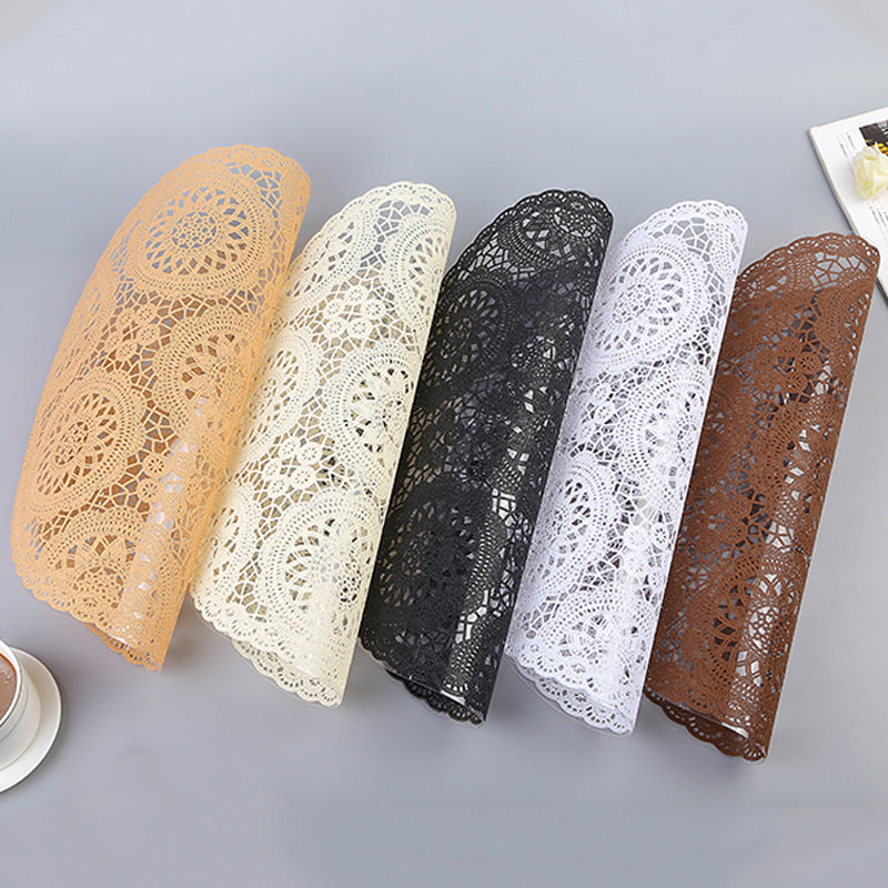 Round Lace Flower PVC Coaster Mat Placemats