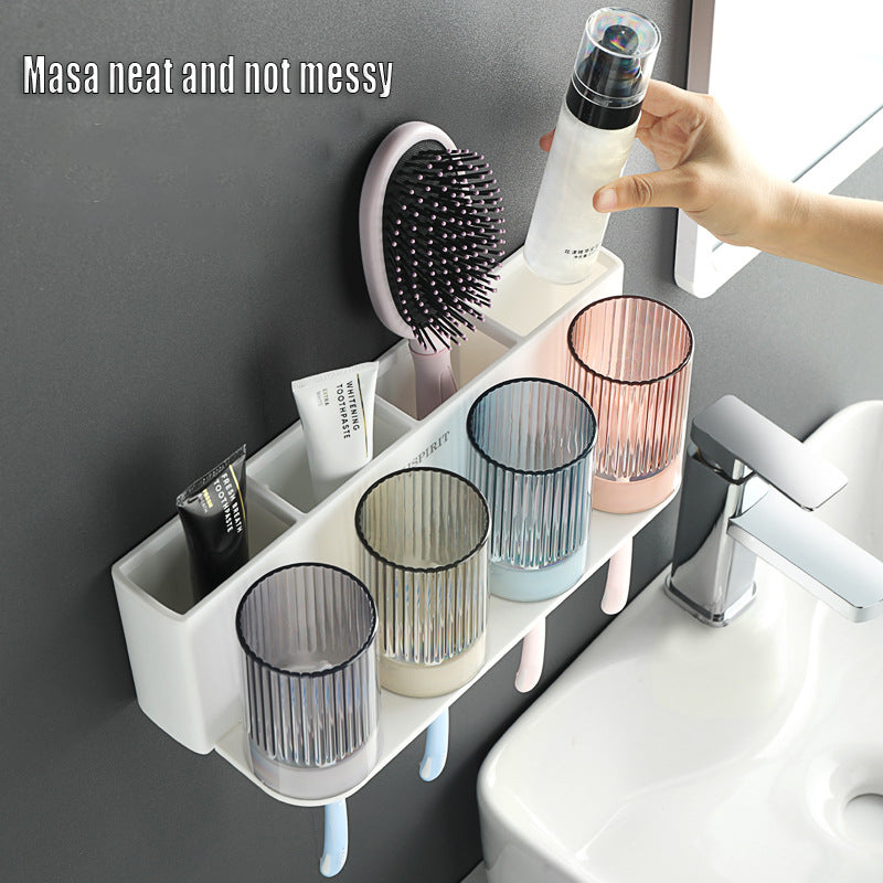 Support pour brosses à dents et dentifrice pour salle de bain. Toothpaste Dispenser Wall-Mounted automatic.