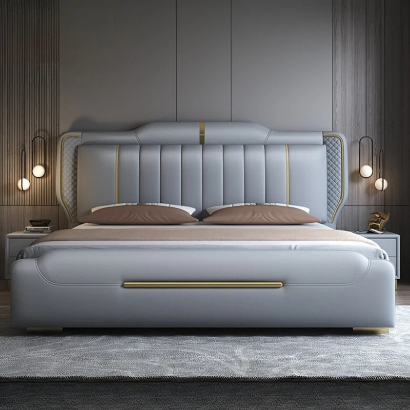 Lit Italien de luxe avec sommier en lattes et 2 tables de chevets, 180x200cm.