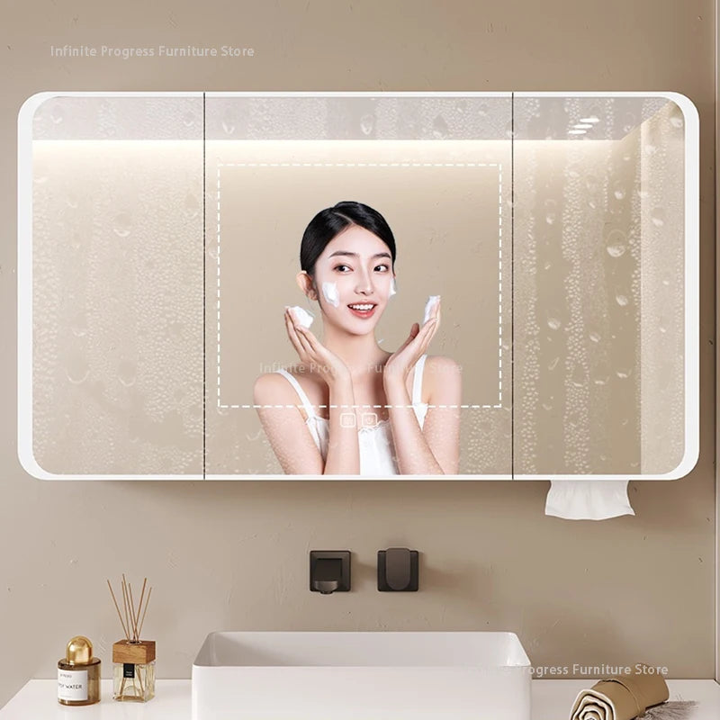 Miroir de salle de bain intelligent avec LED, 80cm avec placards de rangement .
