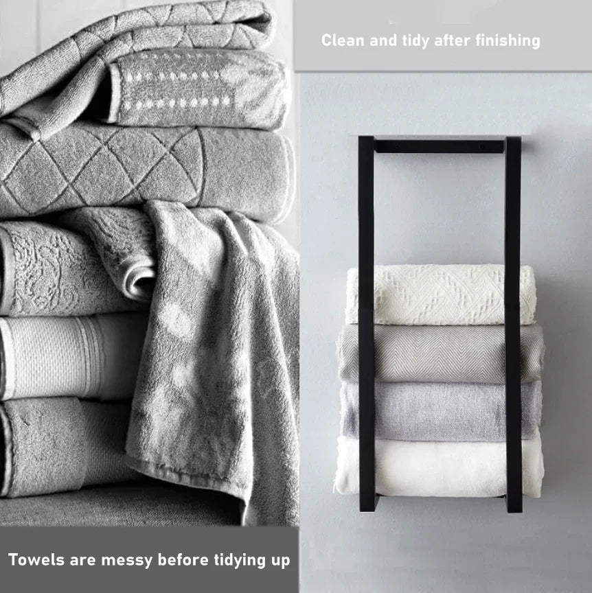 Bathroom towel rack/shelf. Bathroom towel rack, bath towel storage rack, hotel.