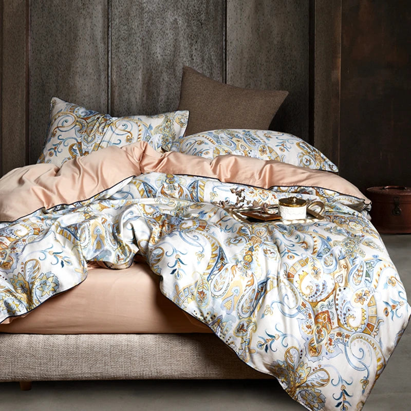 Parrure de lit de style Egyptian en  Cotton 4pcs. Set Luxury Bed.