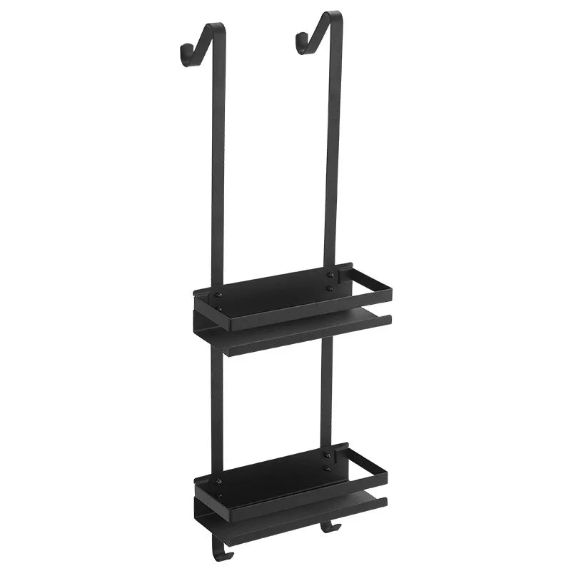 Bathroom organizer with 2 storage shelves. Stainless steel shower room rack organizer.