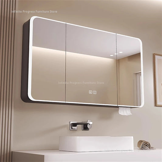 Miroir de salle de bain intelligent avec LED, 80cm avec placards de rangement .