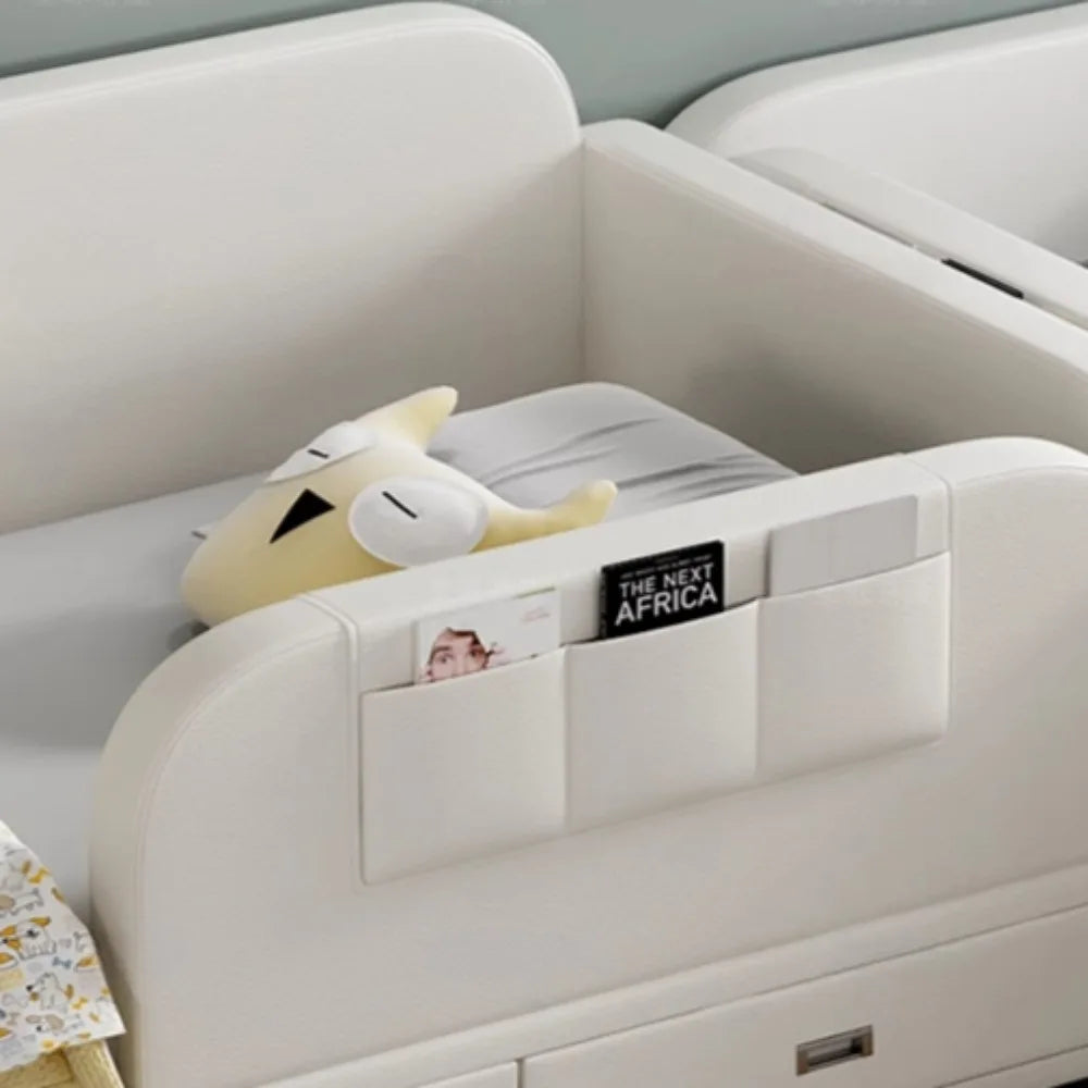 Modern and luxurious bed with slatted base, 90x200, with 3 drawers for storage.