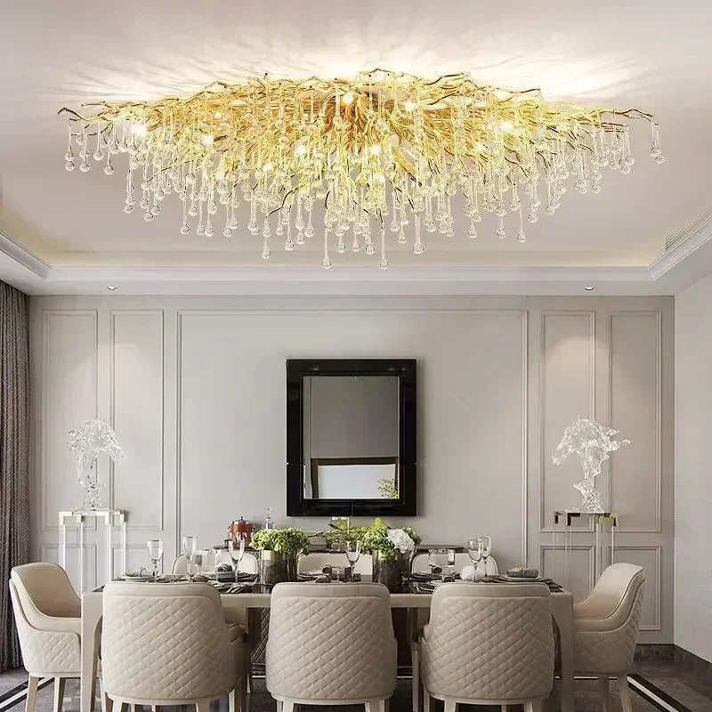Lustre de luxe en cristal, 80cm, avec ampoule LED.