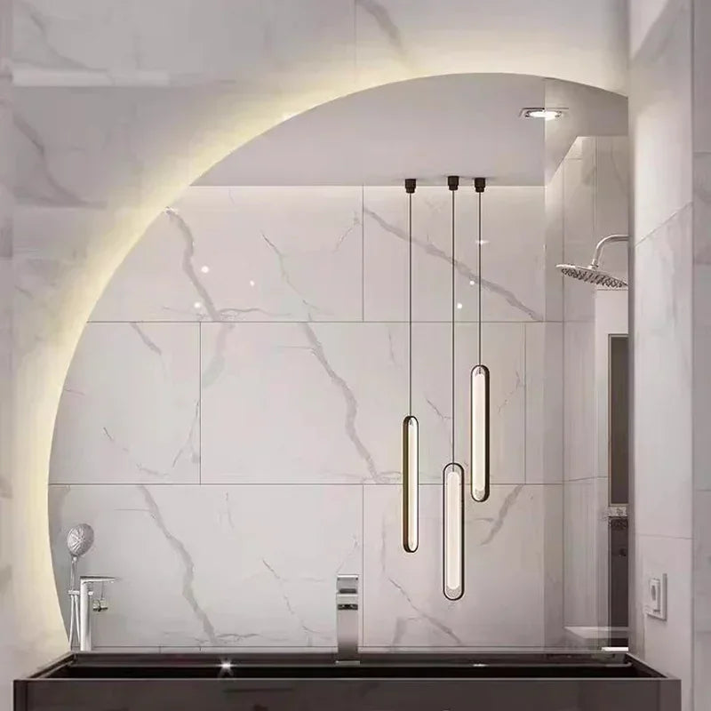 Miroir de salle de bain, design circulaire avec LED, de 90x90cm.