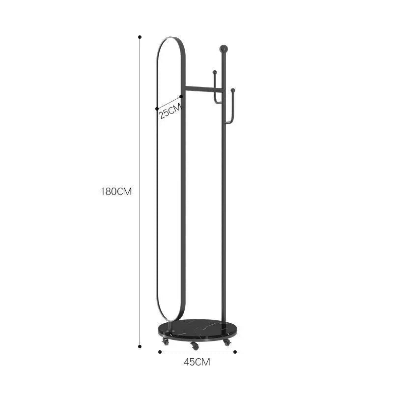 Porte vêtements avec miroir sur support à roulettes, de dimensions 180x45cm.