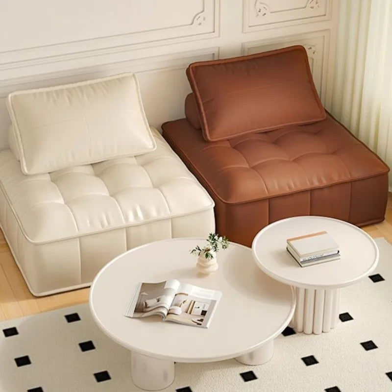 Modern white sofa in a minimalist style.