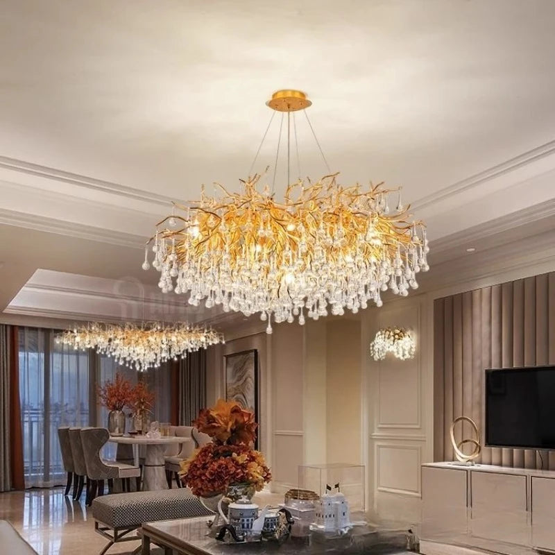 Lustre de luxe en cristal, 80cm, avec ampoule LED.