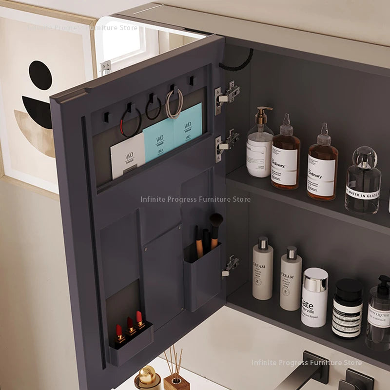 Miroir de salle de bain intelligent avec LED, 80cm avec placards de rangement .