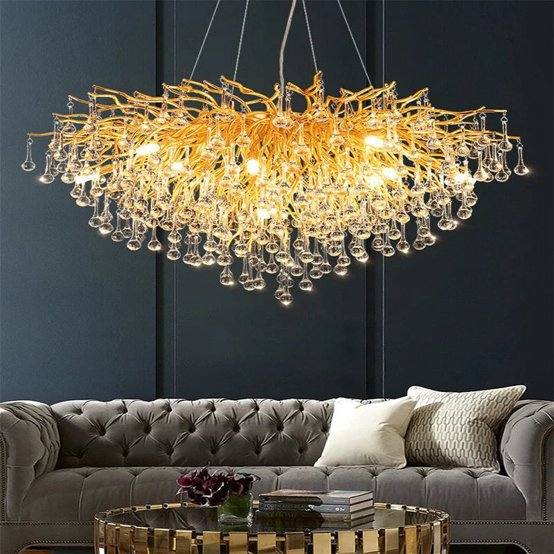Lustre de luxe en cristal, 80cm, avec ampoule LED.