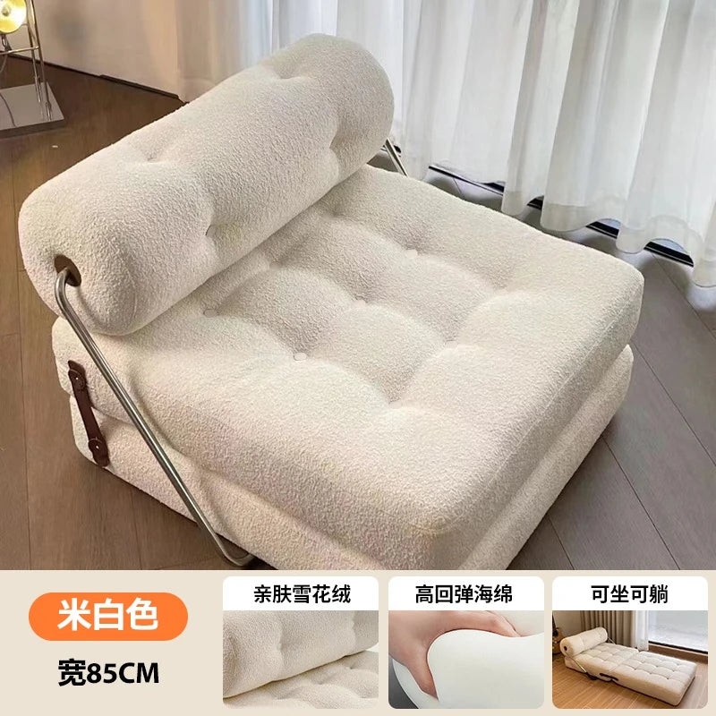 Minimalist white sofa in Nordic style, extendable for added comfort.