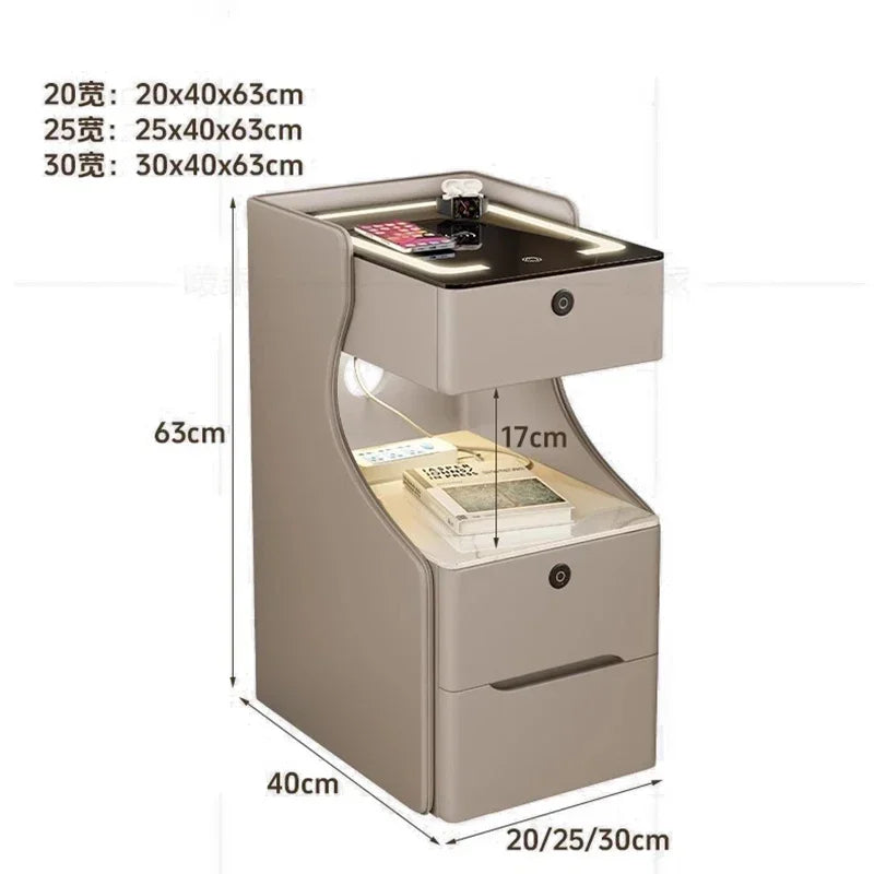 Table de chevet intelligente avec led et chargeur sans fil intégré. Meubles de Chambre.