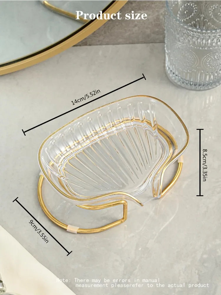 Porte savon original avec support en doré.