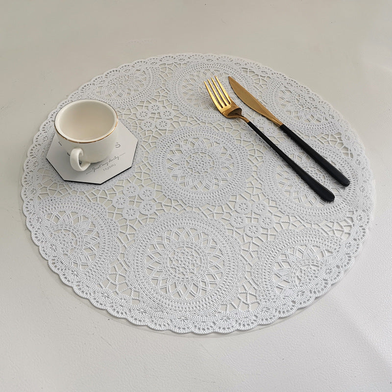 Round Lace Flower PVC Coaster Mat Placemats