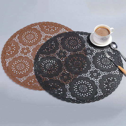 Round Lace Flower PVC Coaster Mat Placemats
