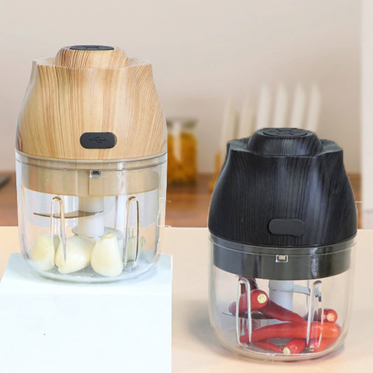 Hachoir électrique mobile avec port USB. Electric Wood Grain Kitchen Chopper Mini USB