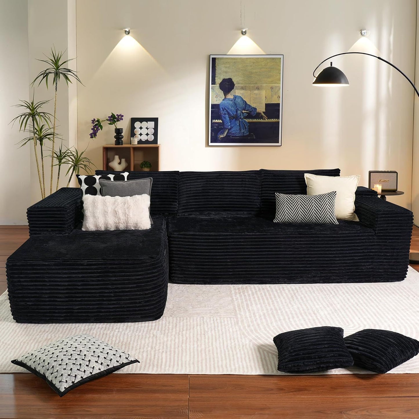 Sofa d'angle confortable. Sofa Minimalist Installation-free Modern Style Home Comfortable.