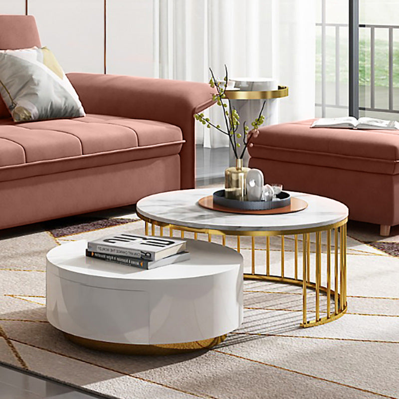 Duo de tables basses gigogne en marbre. Fashion Marble Round Coffee Table.
