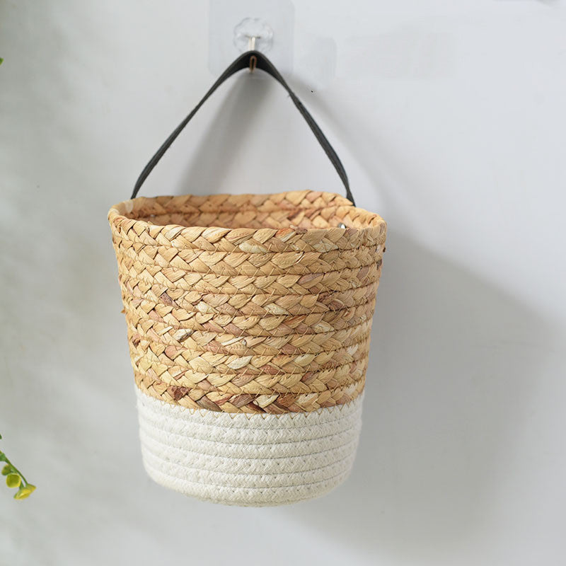 Panier suspendu tissé en osier pour plantes de jardin ou rangement pour chambre