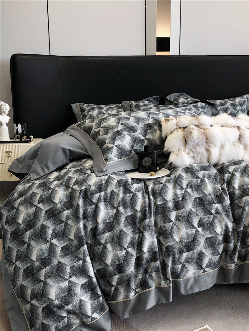 Parure de lit en coton imprimé, 4 pièces.