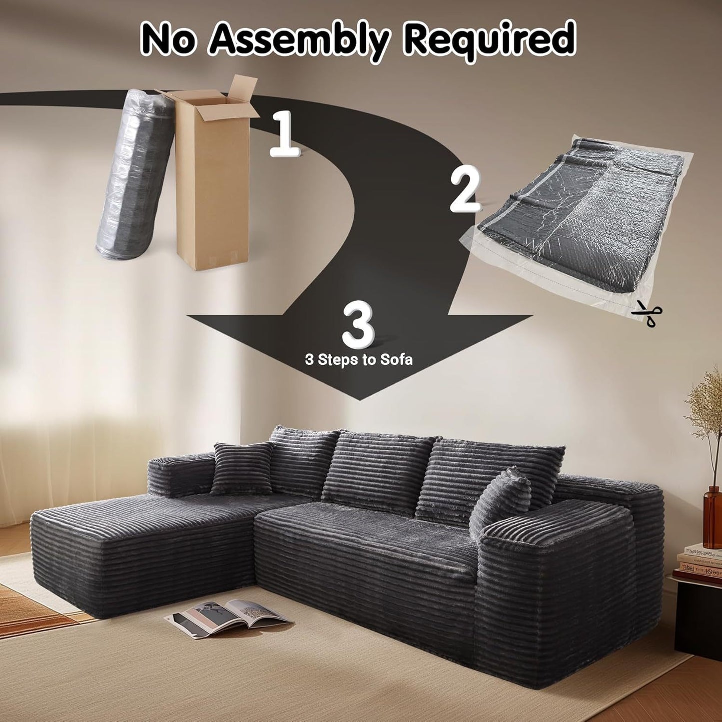 Sofa d'angle confortable. Sofa Minimalist Installation-free Modern Style Home Comfortable.