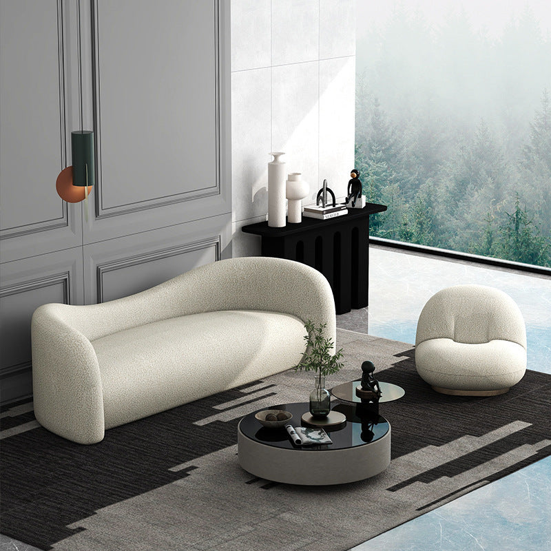 Canapé design luxe en laine d'agneau. Lamb Wool Living Room Fabric Sofa