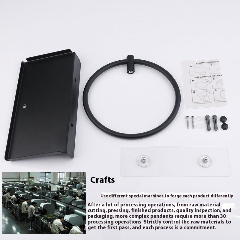 Anneau porte-serviettes de salle de bain en acier inoxydable sans perforation