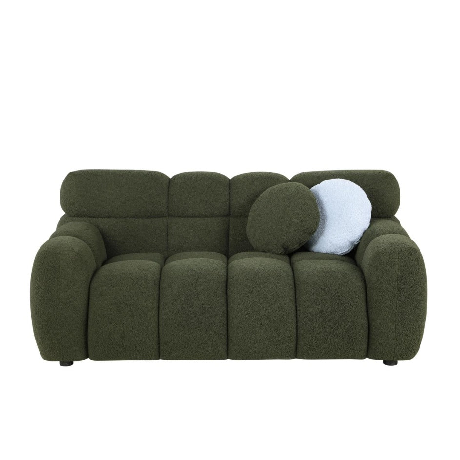 64.96 Length ,35.83inch Deepth, For USA People only, Marshmallow Sofa,boucle Sofa ,2 Seater, Olive Green BOUCLE