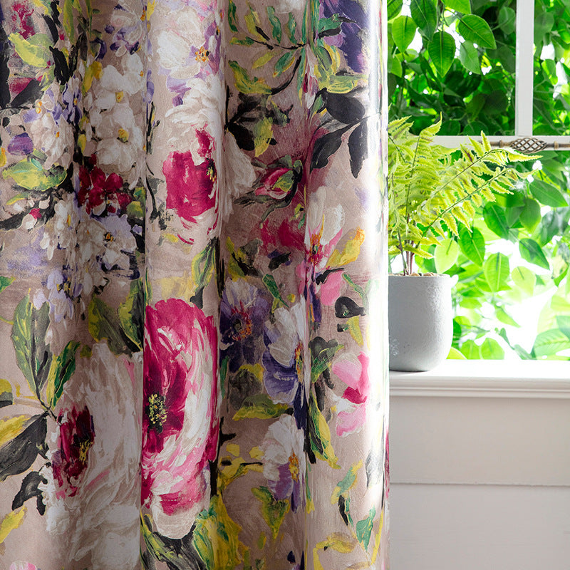 Rideau fleuris épais. Indoor Living Room Printing Shading Curtain.