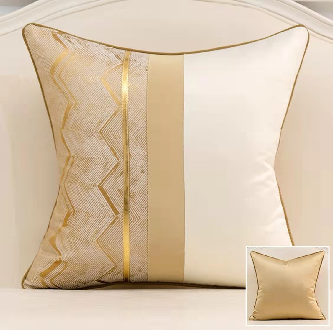 Housse de coussin de luxe en satin. Home Fashion Splicing Pillow Cover Room Decoration