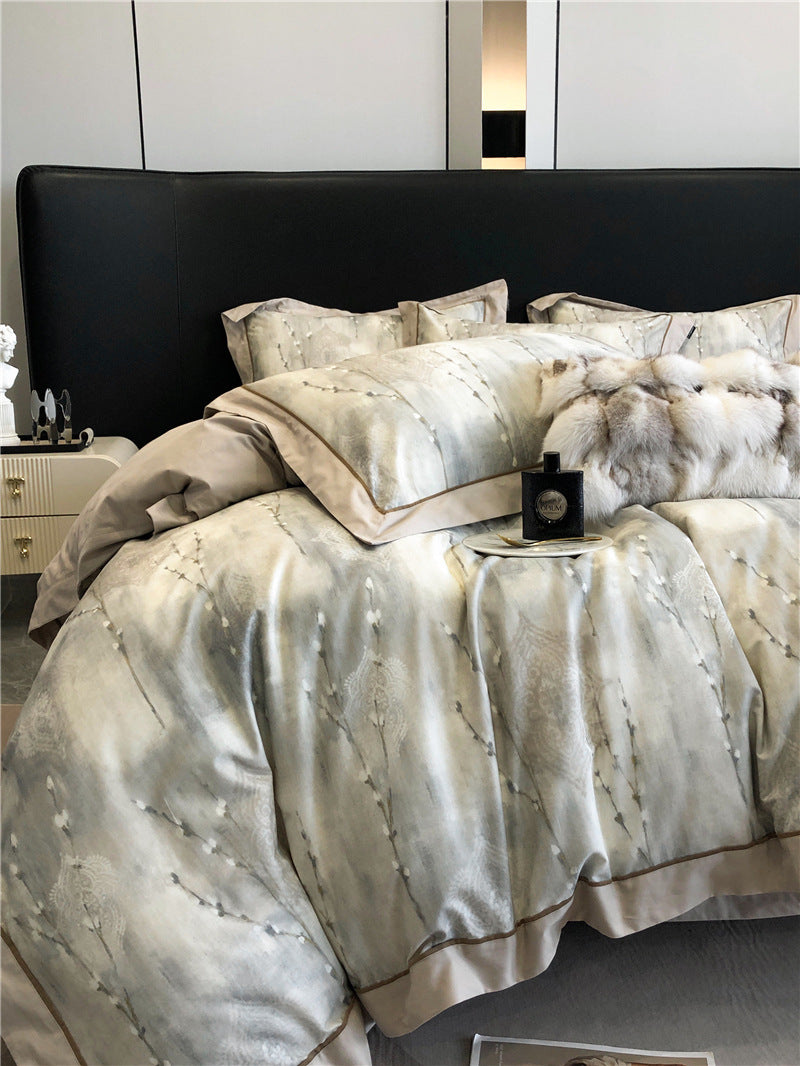 Parure de lit en coton imprimé, 4 pièces.