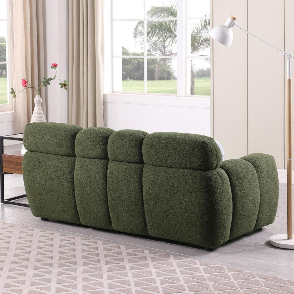 64.96 Length ,35.83inch Deepth, For USA People only, Marshmallow Sofa,boucle Sofa ,2 Seater, Olive Green BOUCLE
