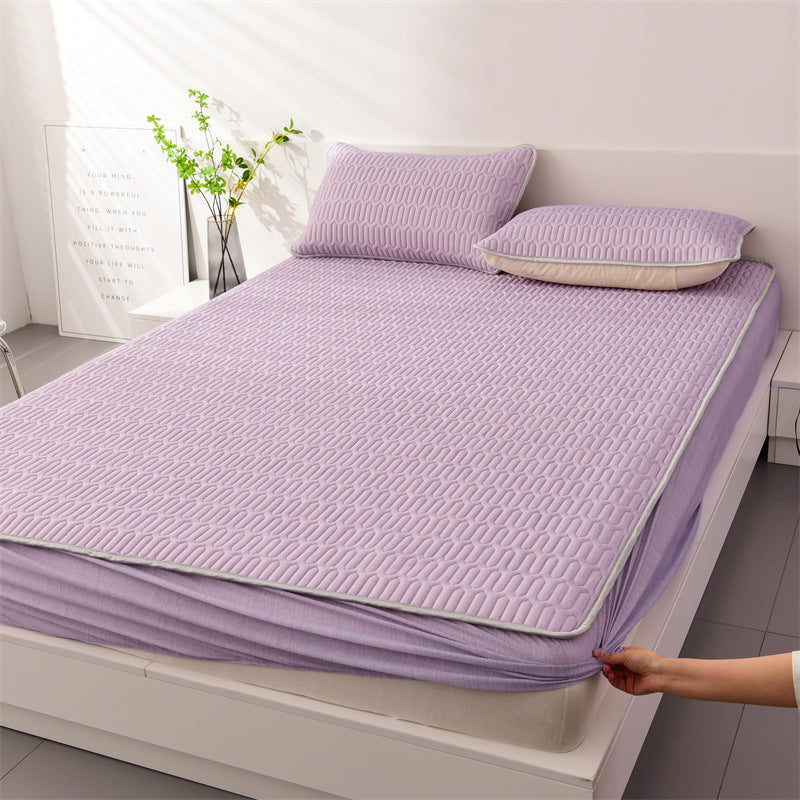 Parure de lit 4 pcs, en latex. Set 4pcs Latex Bed Fitted Sheet Cooling Mat Pillowcase.