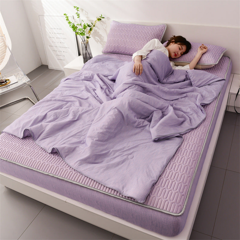 Parure de lit 4 pcs, en latex. Set 4pcs Latex Bed Fitted Sheet Cooling Mat Pillowcase.